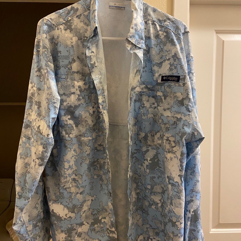 Columbia PFG Shirt blue camo